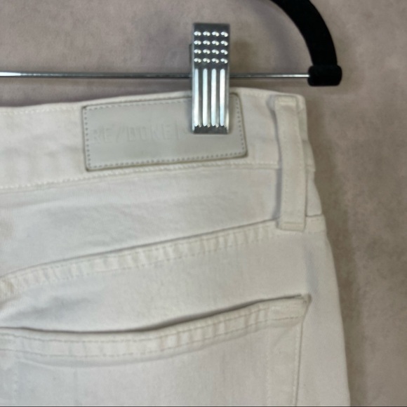 Re/Done Originals High Rise Ankle Crop Stretch Raw Hem Denim Jeans Size 28 White - Picture 8 of 9